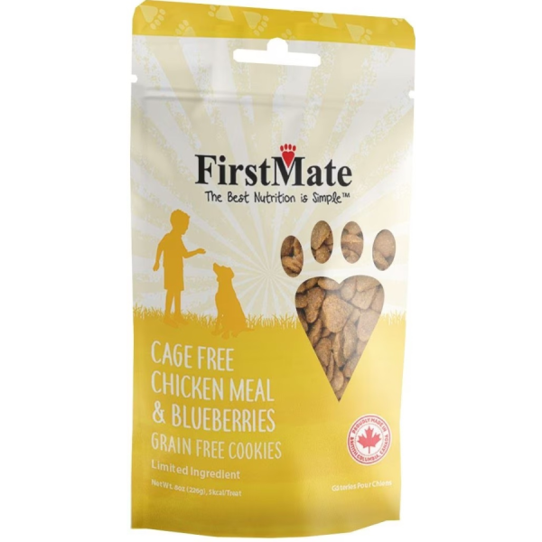 FirstMate Cage Free Chicken & Blueberry Dog Treats, 8 oz Online now