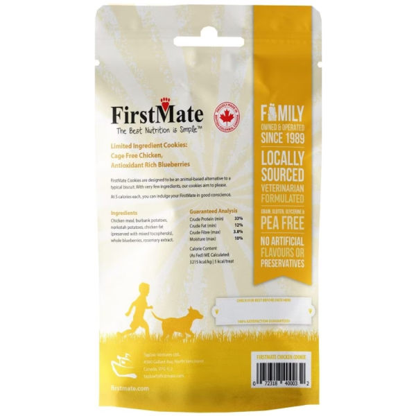 FirstMate Cage Free Chicken & Blueberry Dog Treats, 8 oz Online now