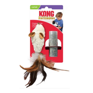 KONG Cat Refillables Feather Mouse White Catnip Cat Toy Discount