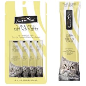 Fussie Cat Puree Cat Treats Tuna With Shrimp , 2 oz Supply