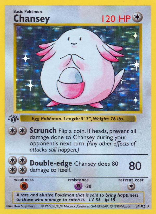 Chansey (3 102) (Shadowless) [Base Set 1st Edition] For Cheap